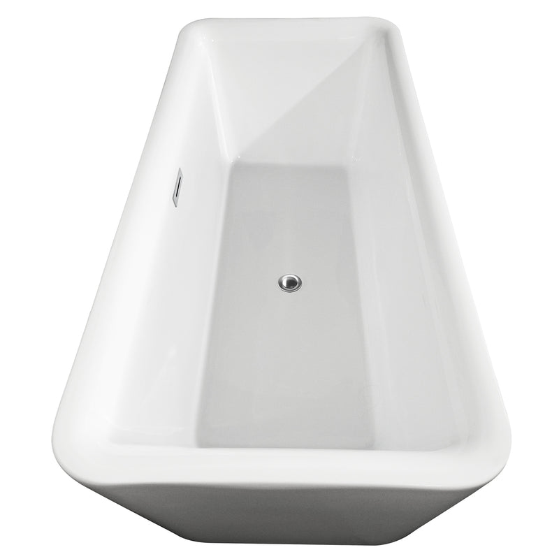 Wyndham Emily 69" Freestanding Bathtub in White with Floor Mounted Faucet Drain and Overflow Trim in Polished Chrome WCOBT100169ATP11PC