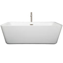 Wyndham Emily 69" Freestanding Bathtub in White with Floor Mounted Faucet Drain and Overflow Trim in Brushed Nickel WCOBT100169ATP11BN