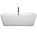 Wyndham Emily 69" Soaking Bathtub in White with Floor Mounted Faucet Drain and Overflow Trim in Matte Black WCOBT100169MBATPBK