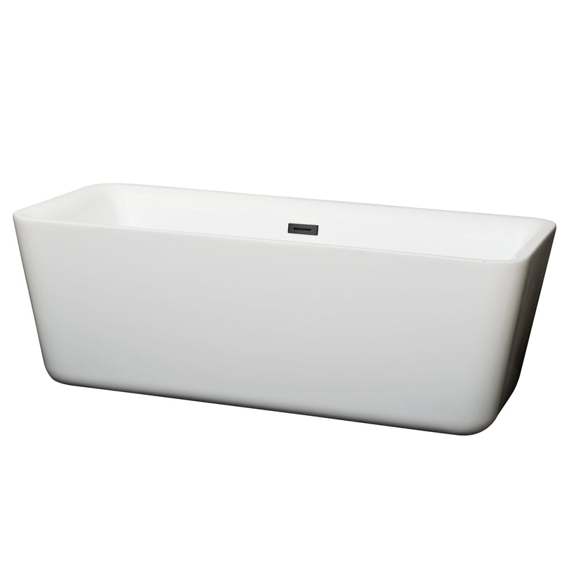 Wyndham Emily 69" Soaking Bathtub In White With Matte Black Trim WCOBT100169MBTRIM