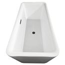 Wyndham Emily 69" Soaking Bathtub in White with Floor Mounted Faucet Drain and Overflow Trim in Matte Black WCOBT100169MBATPBK