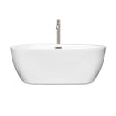 Wyndham Soho 60" Freestanding Bathtub in White with Floor Mounted Faucet Drain and Overflow Trim in Brushed Nickel WCOBT100260ATP11BN