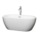 Wyndham Soho 60" Freestanding Bathtub In White With Floor Mounted Faucet Drain And Overflow Trim In Polished Chrome WCOBT100260ATP11PC