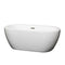 Wyndham Soho 60" Freestanding Bathtub In White With Brushed Nickel Drain And Overflow Trim WCOBT100260BNTRIM