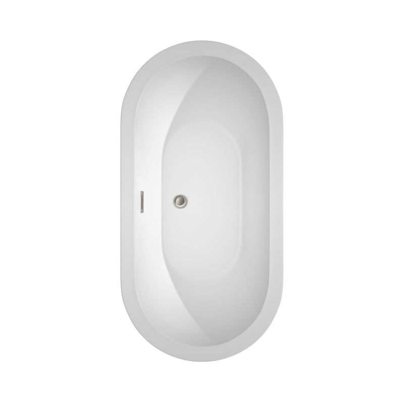 Wyndham Soho 60" Freestanding Bathtub in White with Brushed Nickel Drain and Overflow Trim WCOBT100260BNTRIM