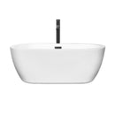 Wyndham Soho 60" Soaking Bathtub in White with Floor Mounted Faucet Drain and Overflow Trim in Matte Black WCOBT100260MBATPBK