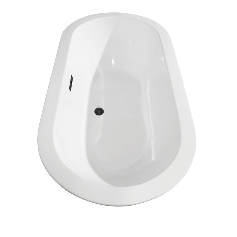 Wyndham Soho 60" Freestanding Bathtub in White with Matte Black Drain and Overflow Trim WCOBT100260MBTRIM