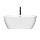 Wyndham Soho 60" Soaking Bathtub in White with Shiny White Trim and Floor Mounted Faucet in Matte Black WCOBT100260SWATPBK