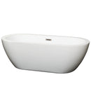 Wyndham Soho 68" Freestanding Bathtub In White With Brushed Nickel Drain And Overflow Trim WCOBT100268BNTRIM