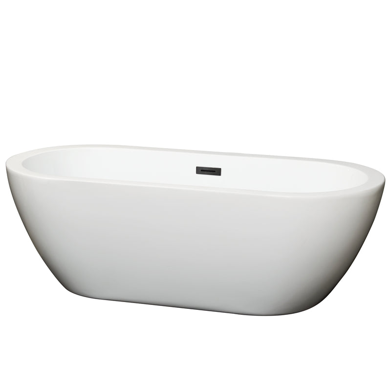 Wyndham Soho 68" Freestanding Bathtub In White With Matte Black Drain And Overflow Trim WCOBT100268MBTRIM