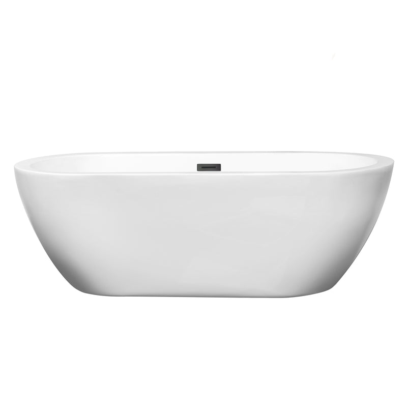 Wyndham Soho 68" Freestanding Bathtub in White with Matte Black Drain and Overflow Trim WCOBT100268MBTRIM