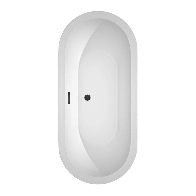 Wyndham Soho 68" Freestanding Bathtub in White with Matte Black Drain and Overflow Trim WCOBT100268MBTRIM