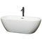 Wyndham Soho 68" Soaking Bathtub In White With Polished Chrome Trim And Floor Mounted Faucet In Matte Black WCOBT100268PCATPBK