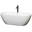 Wyndham Soho 68" Soaking Bathtub In White With Shiny White Trim And Floor Mounted Faucet In Matte Black WCOBT100268SWATPBK