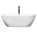 Wyndham Soho 68" Soaking Bathtub in White with Shiny White Trim and Floor Mounted Faucet in Matte Black WCOBT100268SWATPBK