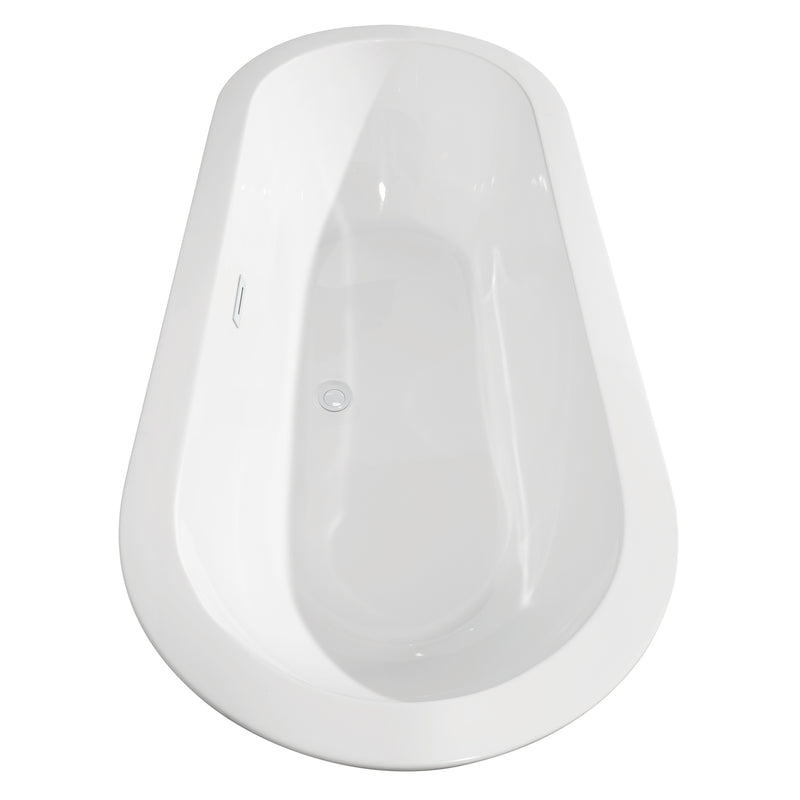 Wyndham Soho 68" Soaking Bathtub in White with Shiny White Trim and Floor Mounted Faucet in Matte Black WCOBT100268SWATPBK