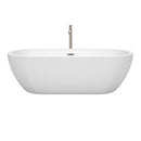 Wyndham Soho 72" Freestanding Bathtub in White with Floor Mounted Faucet Drain and Overflow Trim in Brushed Nickel WCOBT100272ATP11BN