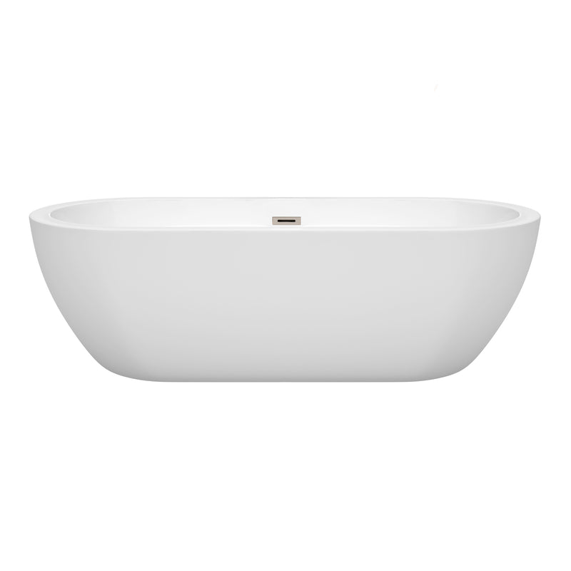 Wyndham Soho 72" Freestanding Bathtub in White with Brushed Nickel Drain and Overflow Trim WCOBT100272BNTRIM