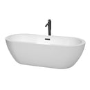 Wyndham Soho 72" Soaking Bathtub In White With Floor Mounted Faucet Drain And Overflow Trim In Matte Black WCOBT100272MBATPBK