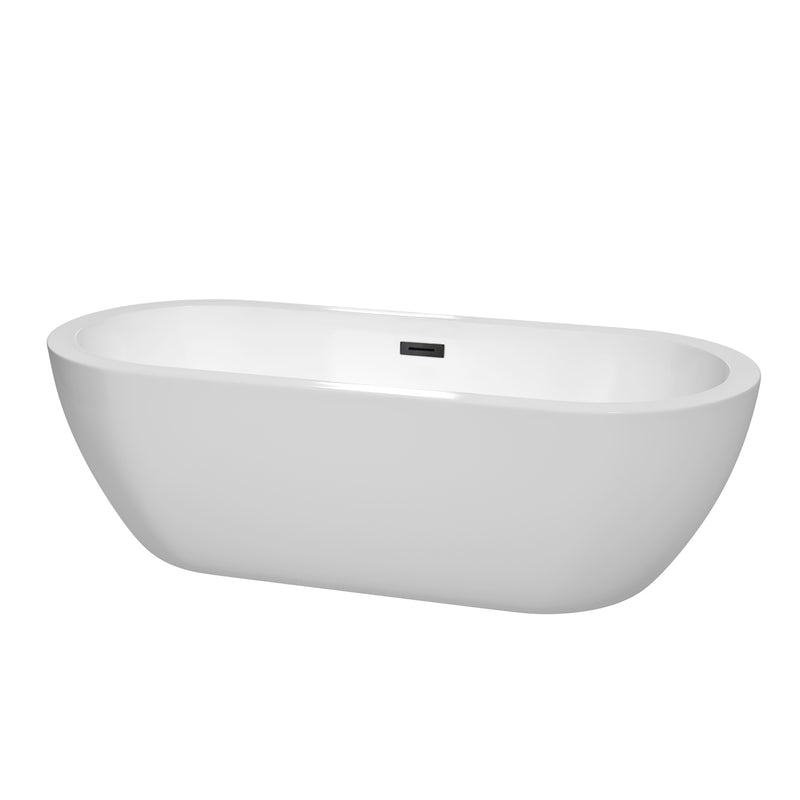 Wyndham Soho 72" Soaking Bathtub In White With Matte Black Trim WCOBT100272MBTRIM