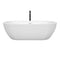 Wyndham Soho 72" Soaking Bathtub in White with Shiny White Trim and Floor Mounted Faucet in Matte Black WCOBT100272SWATPBK