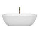 Wyndham Soho 72" Soaking Bathtub in White with Shiny White Trim and Floor Mounted Faucet in Brushed Gold WCOBT100272SWATPGD