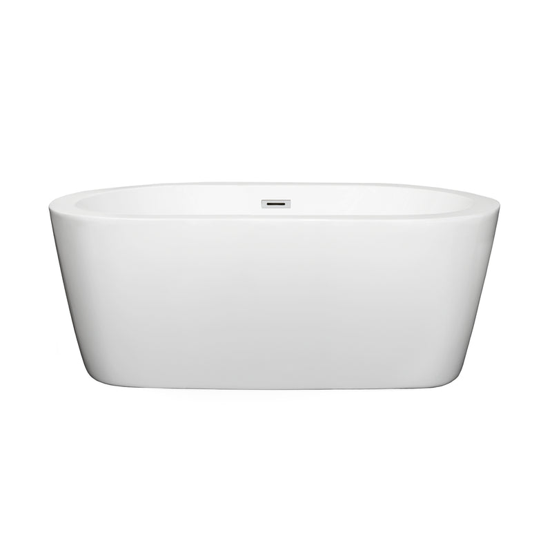 Wyndham Mermaid 60" Freestanding Bathtub in White with Polished Chrome Drain and Overflow Trim WCOBT100360