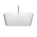 Wyndham Mermaid 60" Freestanding Bathtub in White with Floor Mounted Faucet Drain and Overflow Trim in Polished Chrome WCOBT100360ATP11PC