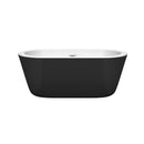 Wyndham Mermaid 60" Freestanding Bathtub in White Black Exterior with Polished Chrome Drain and Overflow Trim WCOBT100360BK