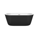 Wyndham Mermaid 60" Freestanding Bathtub in White Black Exterior with Brushed Nickel Drain and Overflow Trim WCOBT100360BKBNTRIM