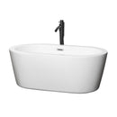 Wyndham Mermaid 60" Freestanding Bathtub In White With Polished Chrome Trim And Floor Mounted Faucet In Matte Black WCOBT100360PCATPBK