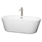 Wyndham Mermaid 67" Freestanding Bathtub In White With Floor Mounted Faucet Drain And Overflow Trim In Brushed Nickel WCOBT100367ATP11BN