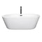 Wyndham Mermaid 67" Freestanding Bathtub in White with Floor Mounted Faucet Drain and Overflow Trim in Matte Black WCOBT100367MBATPBK