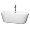 Wyndham Mermaid 67" Freestanding Bathtub In White With Polished Chrome Trim And Floor Mounted Faucet In Brushed Gold WCOBT100367PCATPGD