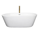 Wyndham Mermaid 67" Freestanding Bathtub in White with Polished Chrome Trim and Floor Mounted Faucet in Brushed Gold WCOBT100367PCATPGD