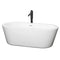 Wyndham Mermaid 67" Freestanding Bathtub In White With Shiny White Trim And Floor Mounted Faucet In Matte Black WCOBT100367SWATPBK