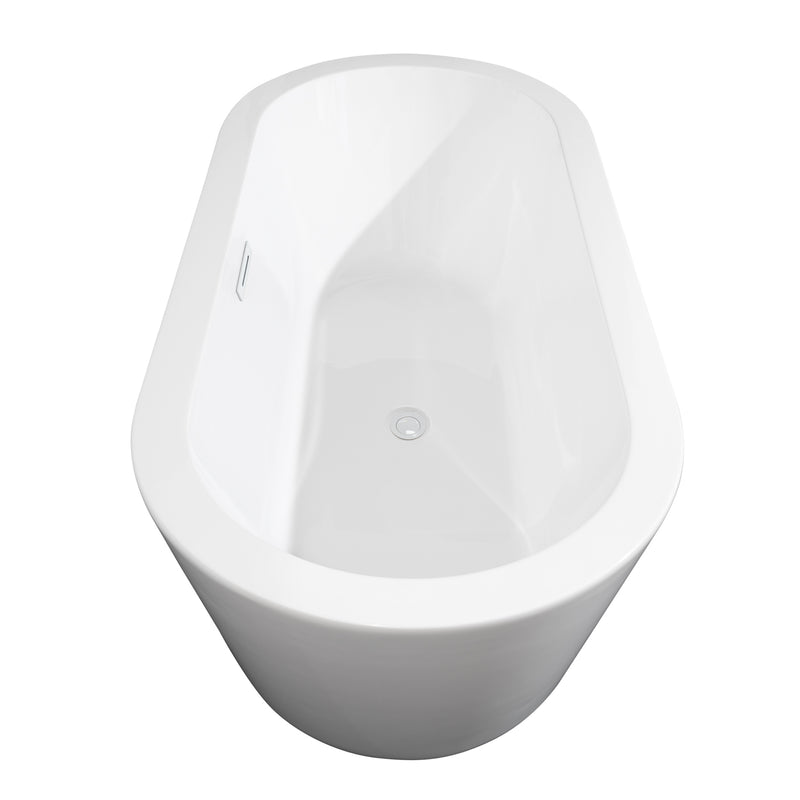 Wyndham Mermaid 67" Freestanding Bathtub in White with Shiny White Trim and Floor Mounted Faucet in Matte Black WCOBT100367SWATPBK