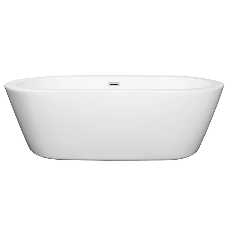 Wyndham Mermaid 71" Freestanding Bathtub in White with Polished Chrome Drain and Overflow Trim WCOBT100371