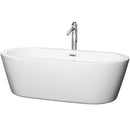 Wyndham Mermaid 71" Freestanding Bathtub In White With Floor Mounted Faucet Drain And Overflow Trim In Polished Chrome WCOBT100371ATP11PC