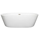 Wyndham Mermaid 71" Freestanding Bathtub in White with Brushed Nickel Drain and Overflow Trim WCOBT100371BNTRIM