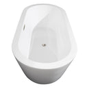 Wyndham Mermaid 71" Freestanding Bathtub in White with Floor Mounted Faucet Drain and Overflow Trim in Brushed Nickel WCOBT100371ATP11BN