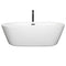 Wyndham Mermaid 71" Freestanding Bathtub in White with Floor Mounted Faucet Drain and Overflow Trim in Matte Black WCOBT100371MBATPBK