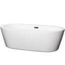 Wyndham Mermaid 71" Freestanding Bathtub In White With Matte Black Drain And Overflow Trim WCOBT100371MBTRIM