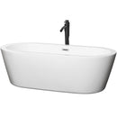 Wyndham Mermaid 71" Freestanding Bathtub In White With Polished Chrome Trim And Floor Mounted Faucet In Matte Black WCOBT100371PCATPBK