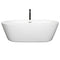 Wyndham Mermaid 71" Freestanding Bathtub in White with Polished Chrome Trim and Floor Mounted Faucet in Matte Black WCOBT100371PCATPBK