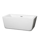 Wyndham Laura 59" Freestanding Bathtub In White With Polished Chrome Drain And Overflow Trim WCOBT100559