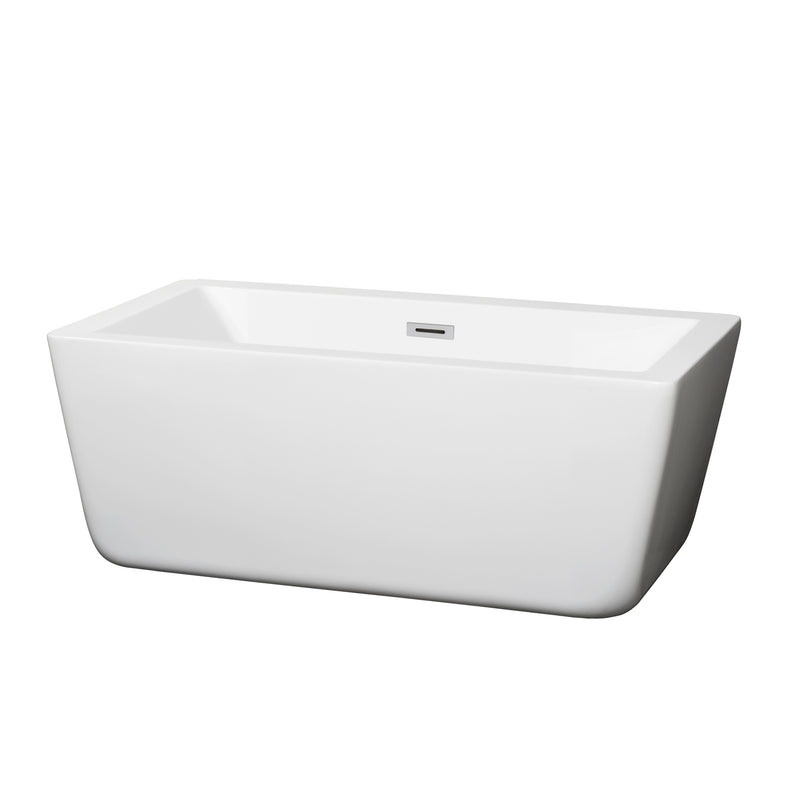 Wyndham Laura 59" Freestanding Bathtub In White With Polished Chrome Drain And Overflow Trim WCOBT100559