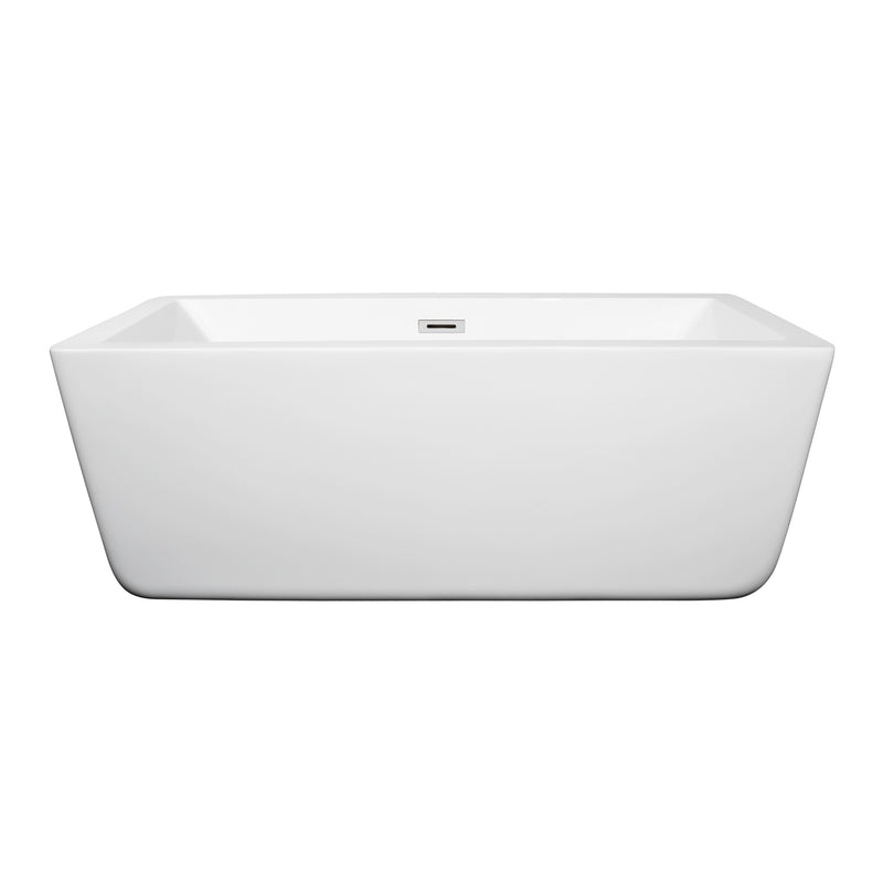 Wyndham Laura 59" Freestanding Bathtub in White with Polished Chrome Drain and Overflow Trim WCOBT100559