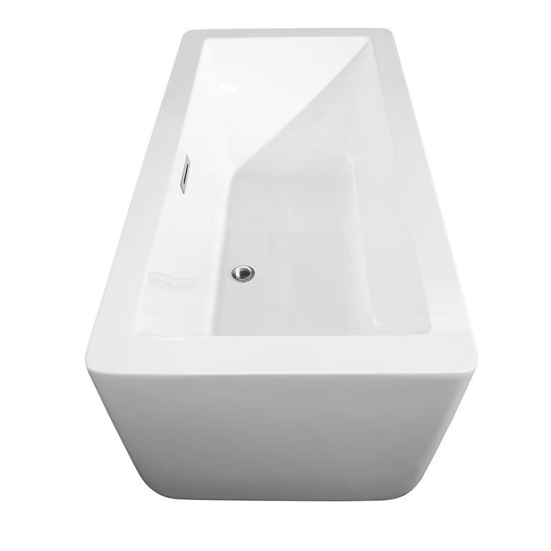 Wyndham Laura 59" Freestanding Bathtub in White with Polished Chrome Drain and Overflow Trim WCOBT100559