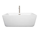 Wyndham Laura 59" Freestanding Bathtub in White with Floor Mounted Faucet Drain and Overflow Trim in Brushed Nickel WCOBT100559ATP11BN